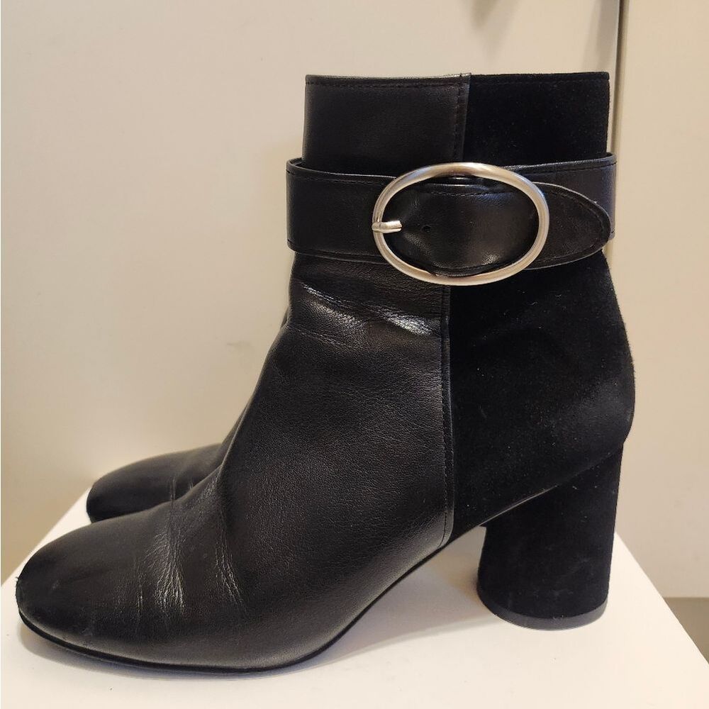 Donald J. Pliner “Gabe” Black Leather/ Suede Buckle Ankle Boots Size 9 Ret.$395